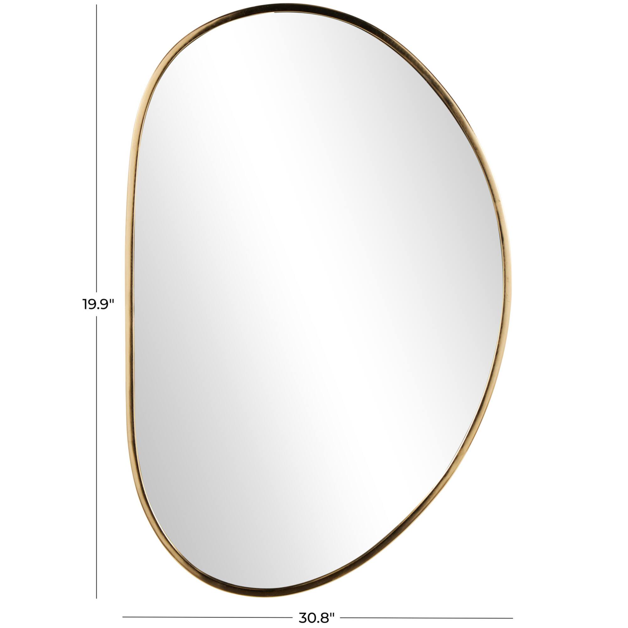 31" x 20" Gold Metal Oval Minimalistic Room Wall Mirror